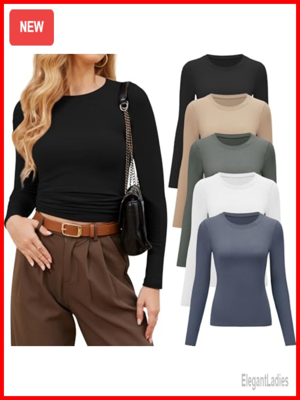 Womens Long Sleeve Workout Tops Crew Neck Rayon Spandex Basic Tees